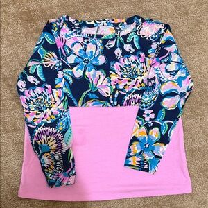 Lilly Pulitzer Floral Long Sleeve Top with Pink Accent